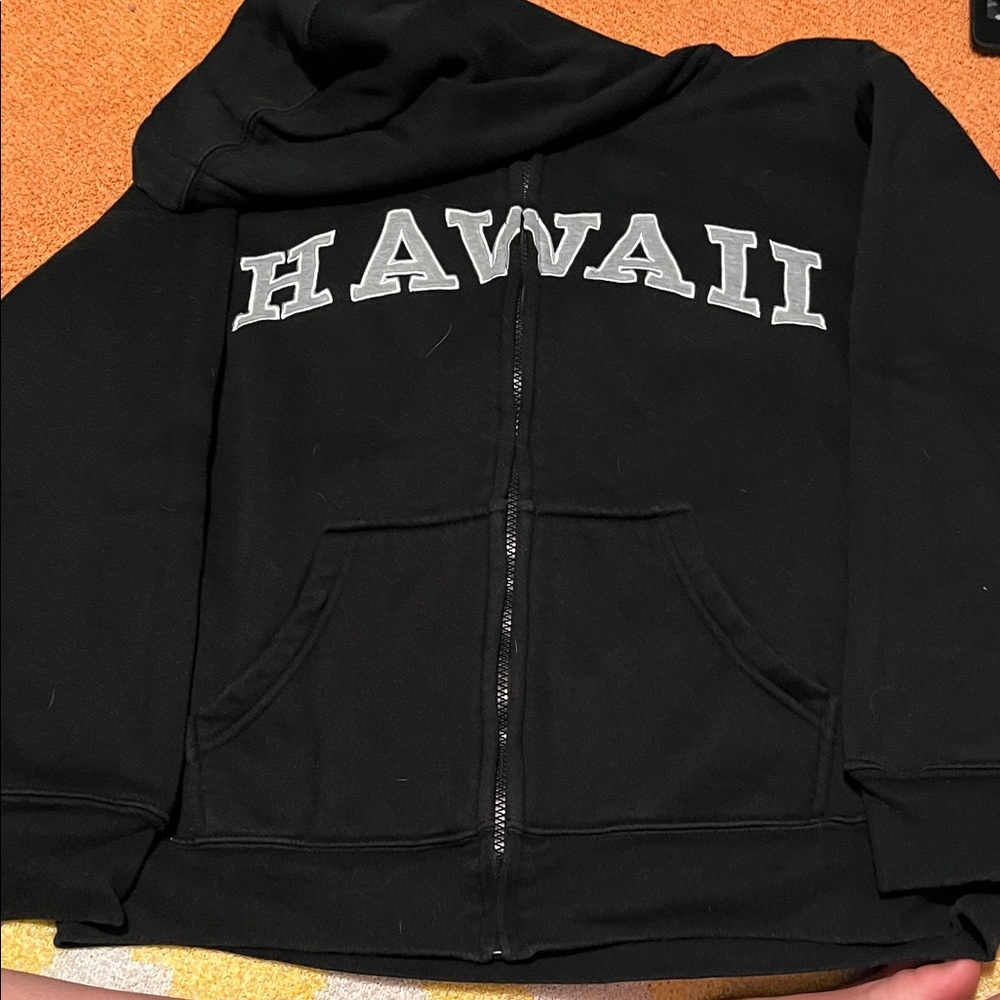 Black "HAWAII" Zip-Up Hoodie Sweater